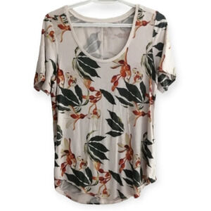 Aritzia Babaton Jersey Floral Tropical Scoop Neck Short Sleeve T-Shirt Small